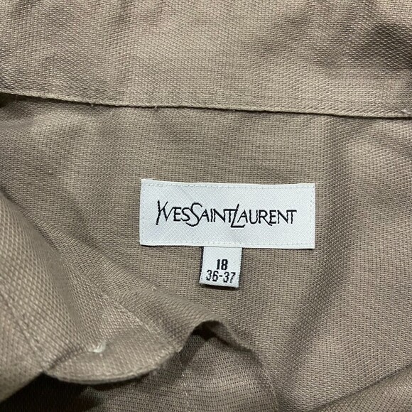 Yves Saint Laurent Casual Neutral Brown Button Down Shirt Y2K Men's Size 18 / XL - Picture 6 of 9